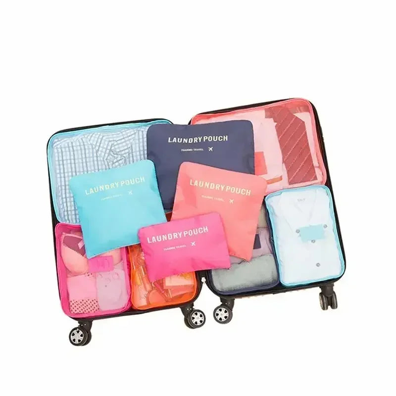 6-Piece Travel Packing Organizer Bags | Foldable Luggage Set