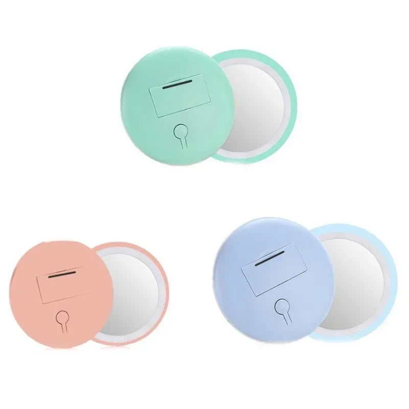 Portable Mini LED Makeup Mirror | 12 LEDs, Rechargeable, HD