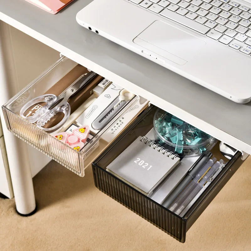 Under Desk No Drill Drawer Organizer Hidden Pen Holder Office Storage Box Student Desk Stationery Peaceful Pleasures Health and Wellness