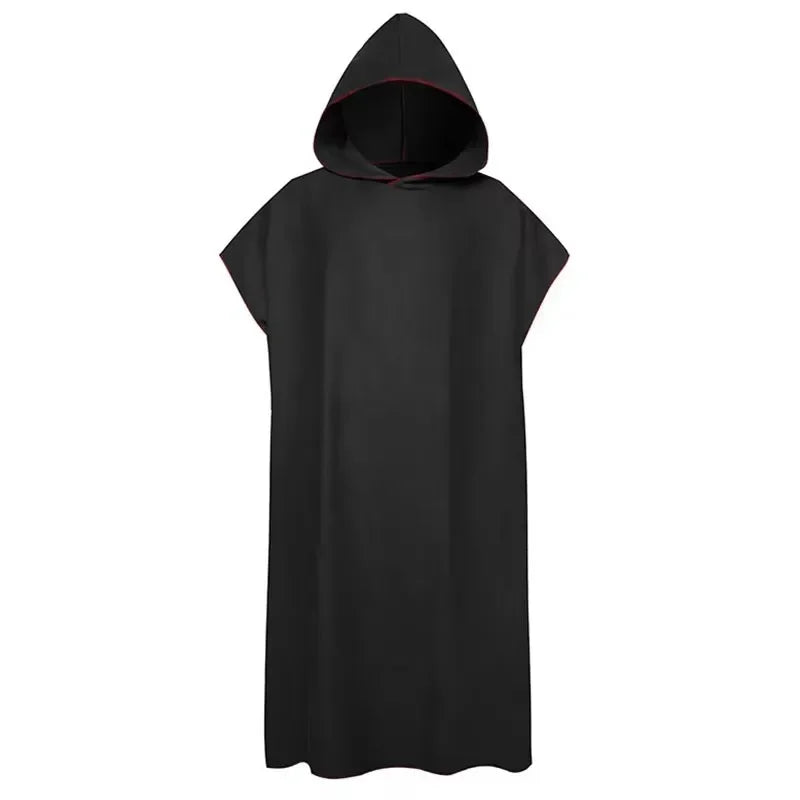 Microfiber Surf Poncho Hooded Changing Robe | Quick-Dry Beach Towel Surf Changing Robe Peaceful Pleasures Health and Wellness Black