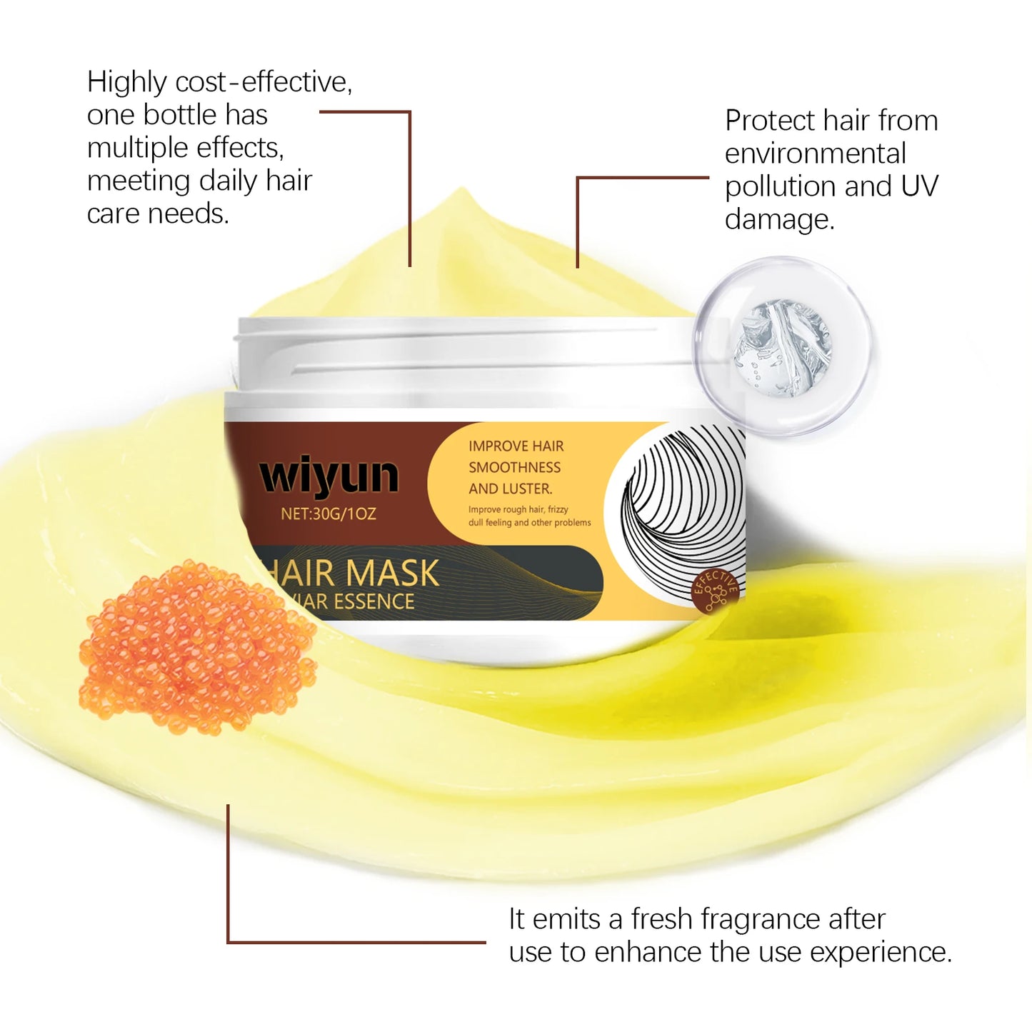 WIYUN Collagen Hair Mask – Keratin & Caviar Deep Conditioner