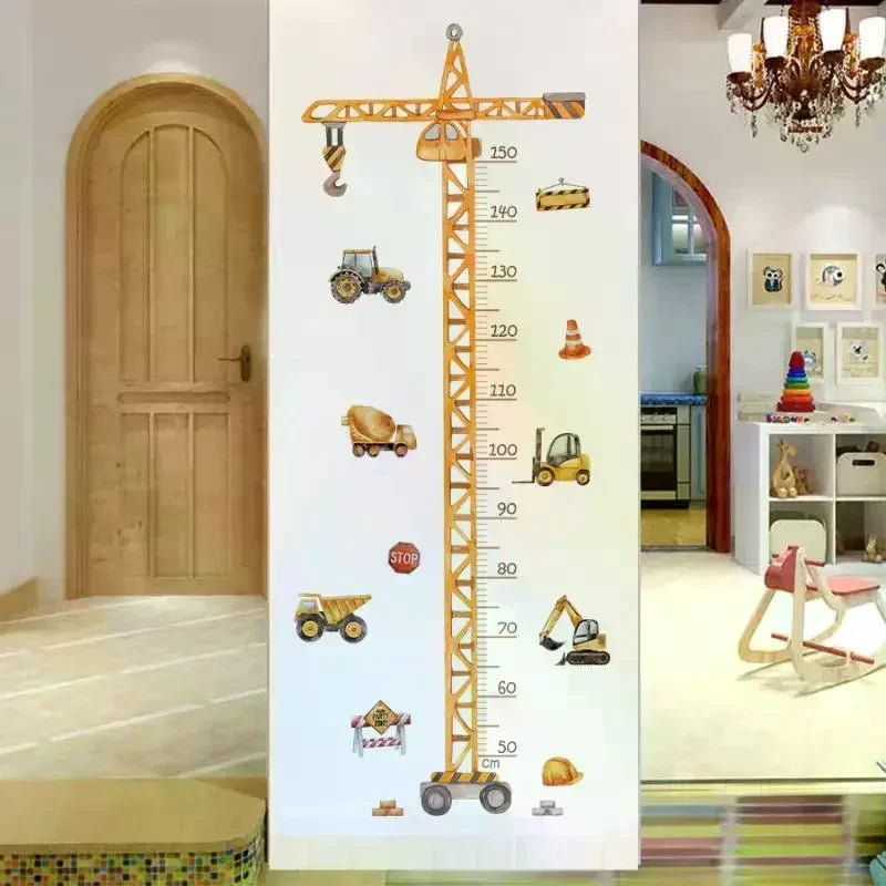 Cartoon Crane Kids Height Chart Wall Sticker | Growth Decal