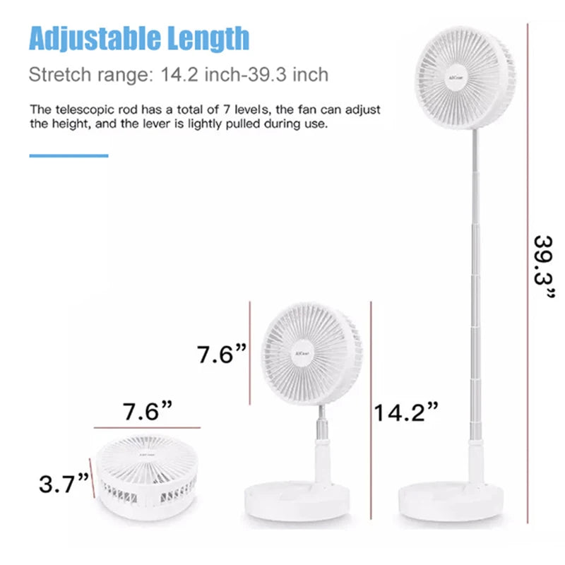 Foldable Table Fan Rechargeable Mini Folding Fan Cooling Portable Mini Electric Fan with 3 Speeds and Large Rechargeable Battery Peaceful Pleasures Health and Wellness