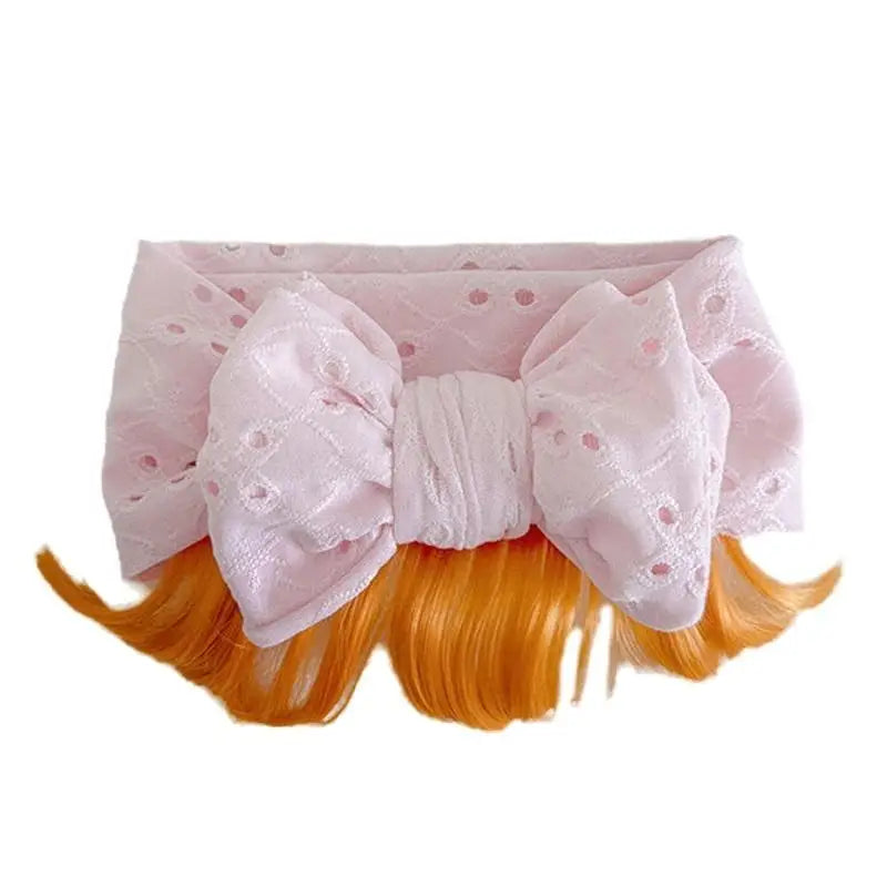 Infant Bowknot Headband with Faux Bangs | Baby Girls Hairband