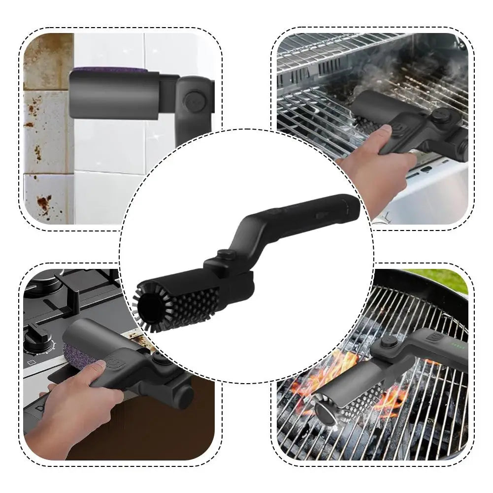 Powerful Electric BBQ Grill Brush Scrubber For Heavy Duty Grease Remove Multi-Function Anti-Splash Kitchen Outdoor Cleaning Tool Peaceful Pleasures Health and Wellness