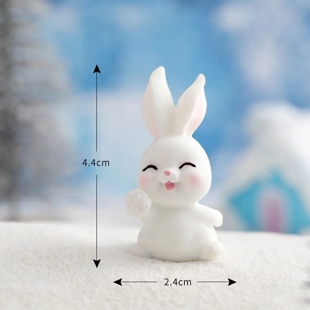 Snowman Bunny Resin Figurine | Micro Landscape Christmas Ornament