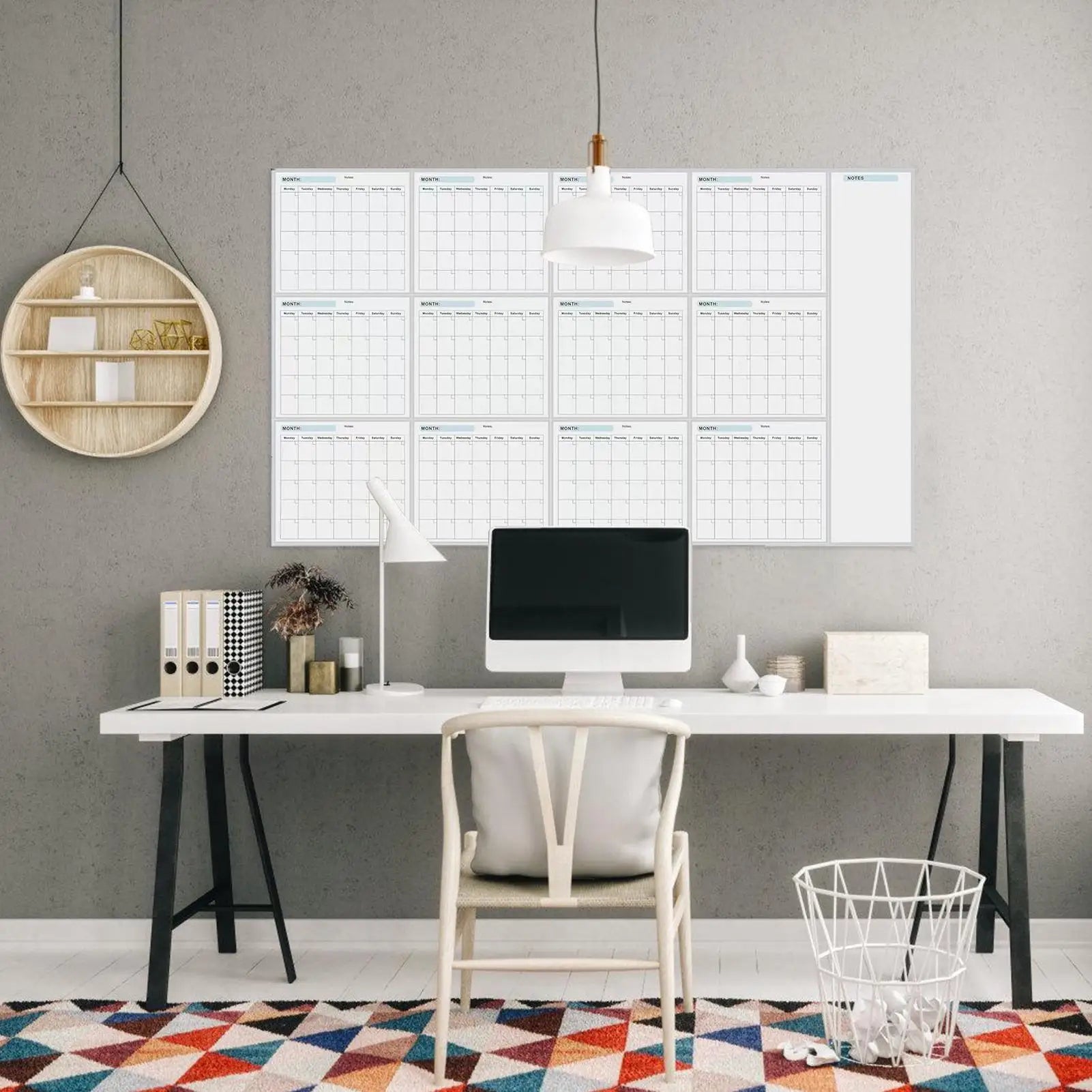Erasable Yearly Wall Planner | Reusable Dry Erase Calendar Dry Erase Wall Planner Peaceful Pleasures Health and Wellness