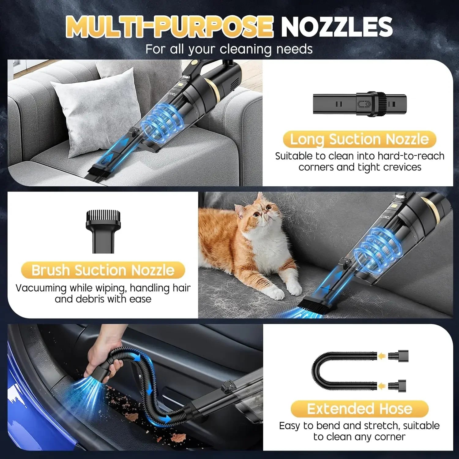 16000PA Cordless Handheld Vacuum Cleaner with LED Light Vacuum Cleaner Peaceful Pleasures Health and Wellness