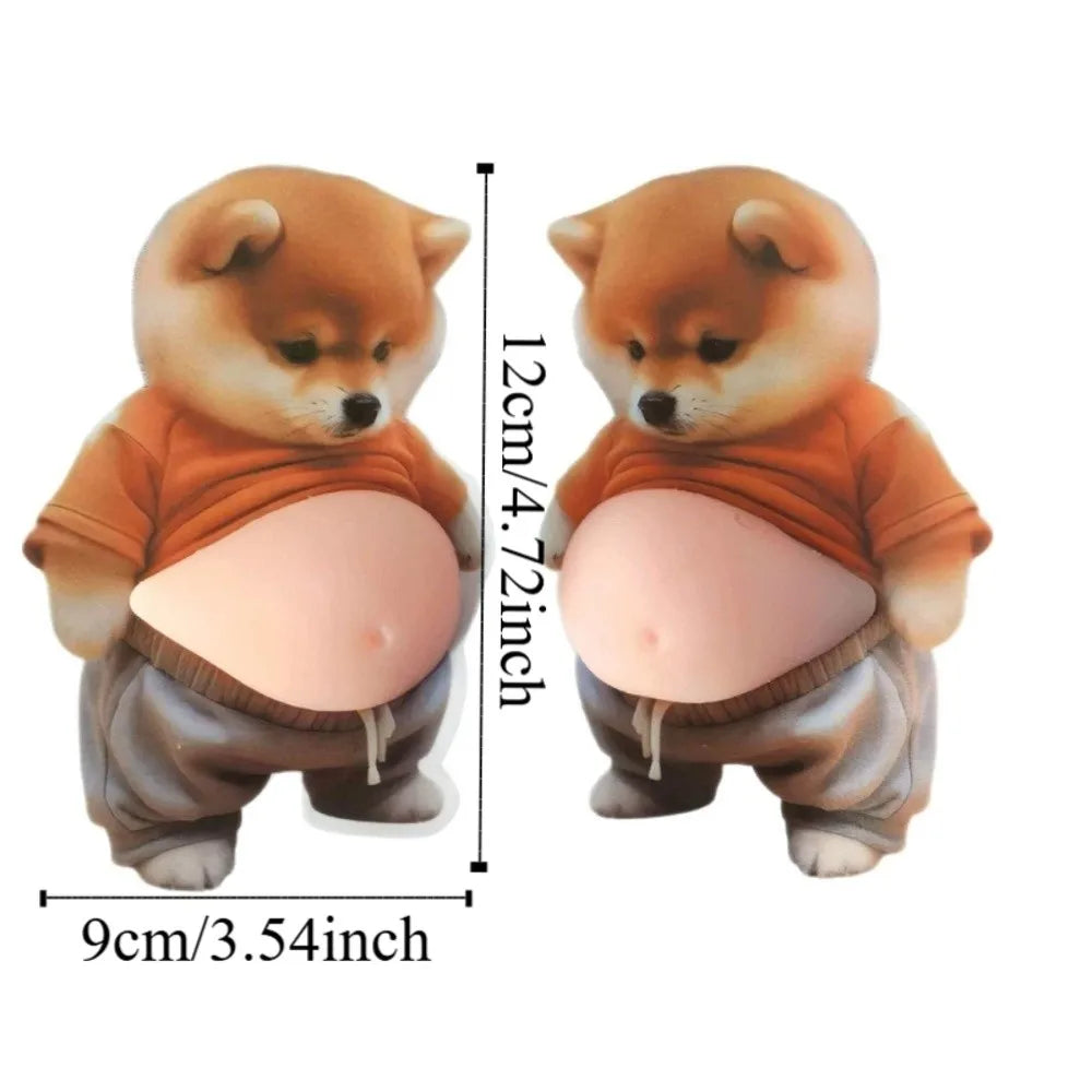 Funny 3D Soft Belly Cat Sticker Squeezeable Self-Adhesive Animal Laptop Decal Silicone Waterproof Inu Dog Phone Case Decoration Peaceful Pleasures Health and Wellness