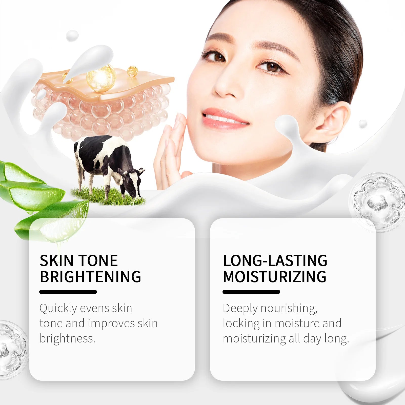 Milk Face Cream Brightening Anti Wrinkle Improve Dullness Fade Dark Spot Moisturizing Nourishing Shrink Pores Korea Cosmetics Peaceful Pleasures Health and Wellness