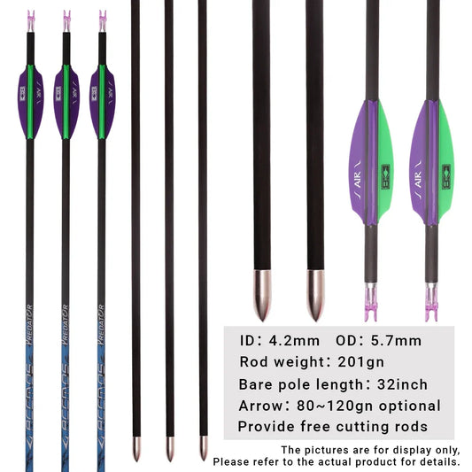 6 ID4 Arrow Spine 250-1000 Shaft Pure Carbon Archery AIR Feathers Peaceful Pleasures Health and Wellness 12pc 400sp