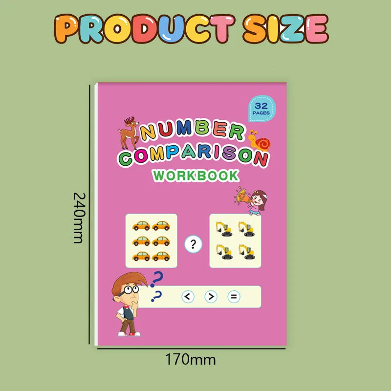 32 Pages Number Comparison Workbook Kids Math Counting Activity Book