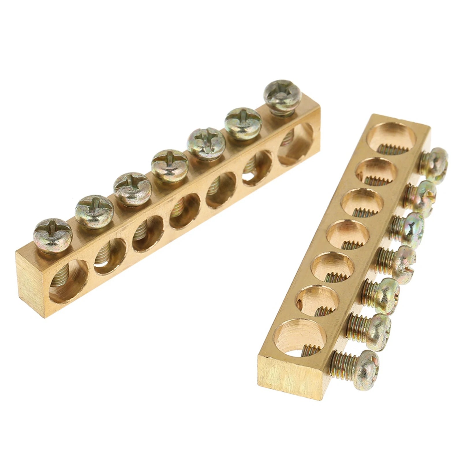 Ground Bar 7‑Hole Electrical Distribution Wire Screw Terminal Brass Ground Neutral Bar Terminal Bar Peaceful Pleasures Health and Wellness