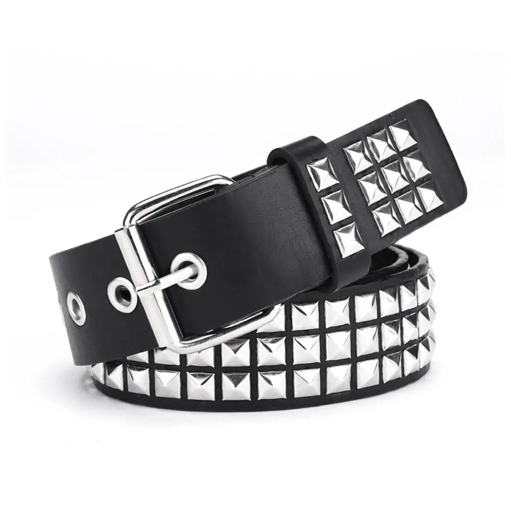 Punk Rock Studded Rivet Belt | Metal Pyramid Grommet | Men & Women Studded Fashion Belt Peaceful Pleasures Health and Wellness
