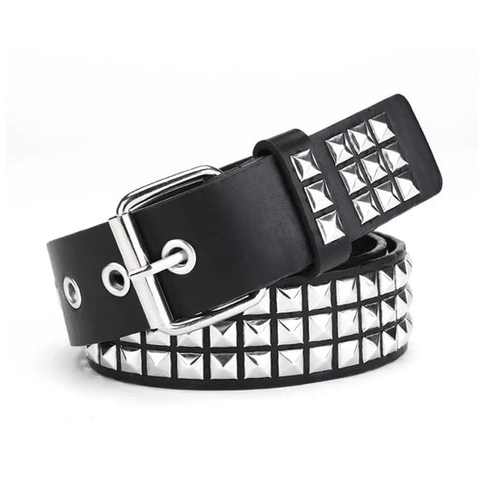 Punk Rock Studded Rivet Belt | Metal Pyramid Grommet | Men & Women Studded Fashion Belt Peaceful Pleasures Health and Wellness