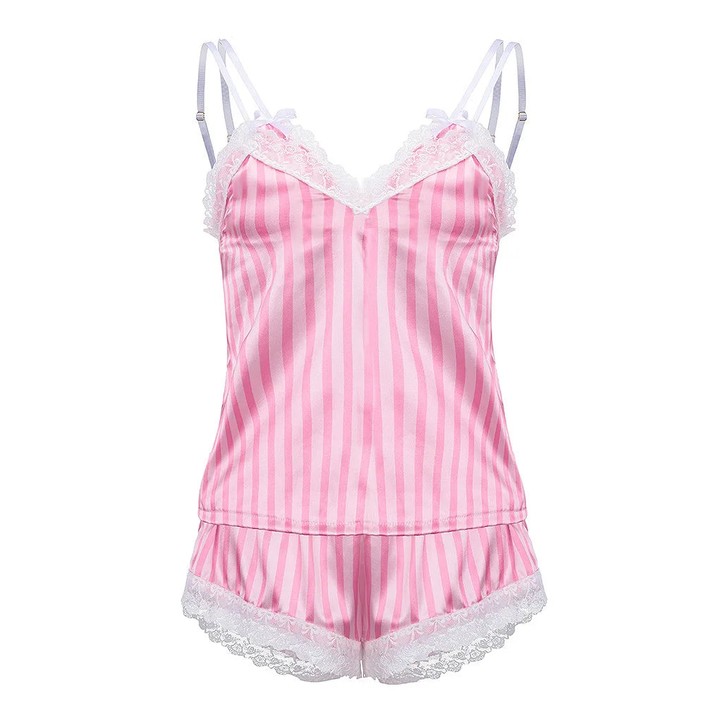 Women's Striped Knit Camisole Set | European Style Voile