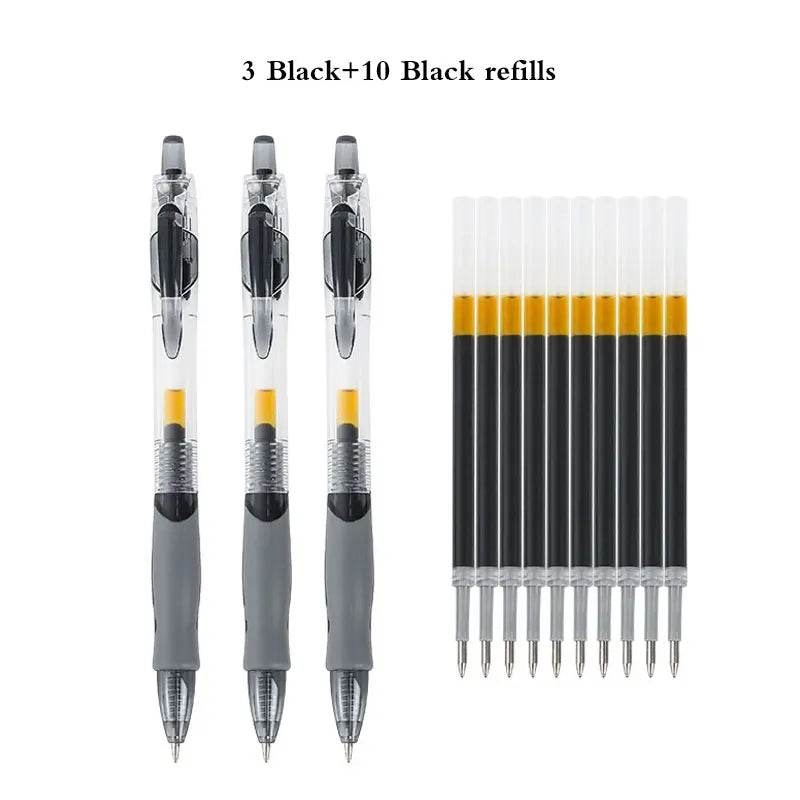 Retractable Gel Pens Set 6/13pcs – Black Red Blue Ink 0.5mm