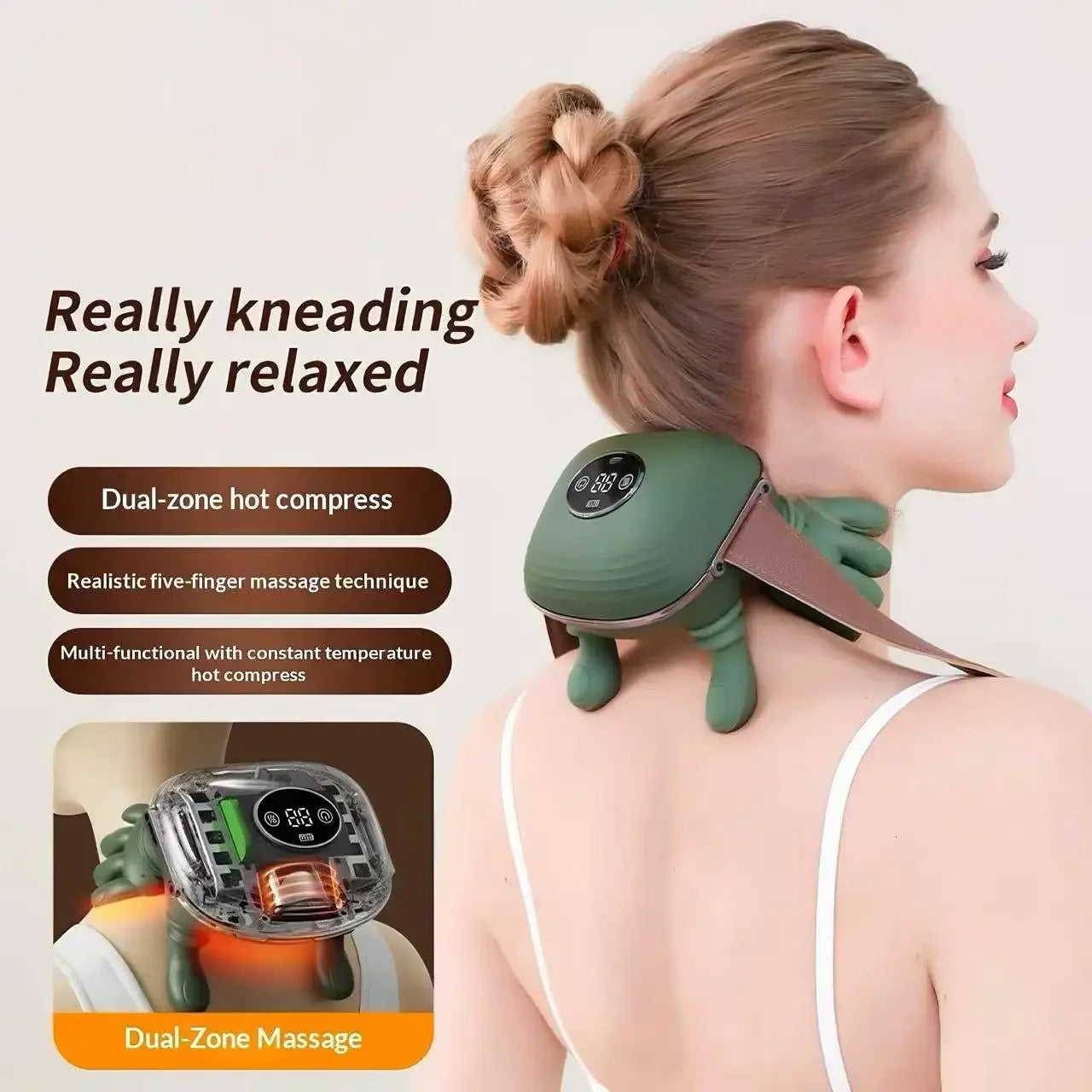 2026 New LCD Display 4D Simulated Hand Shoulder Neck Massager Cervical Massager for Trapezius Muscle Neck Massage Birthday Gift Peaceful Pleasures Health and Wellness