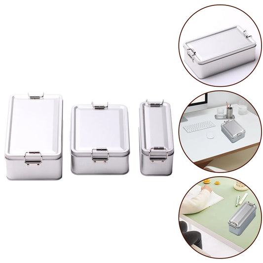 Tinplate Box Metal Storage Tins Tea Container Rectangular W Lids Peaceful Pleasures Health and Wellness