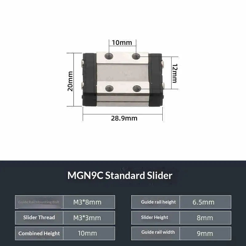 LML9C 9mm Miniature Linear Rail & Slide Block Carriage 100mm
