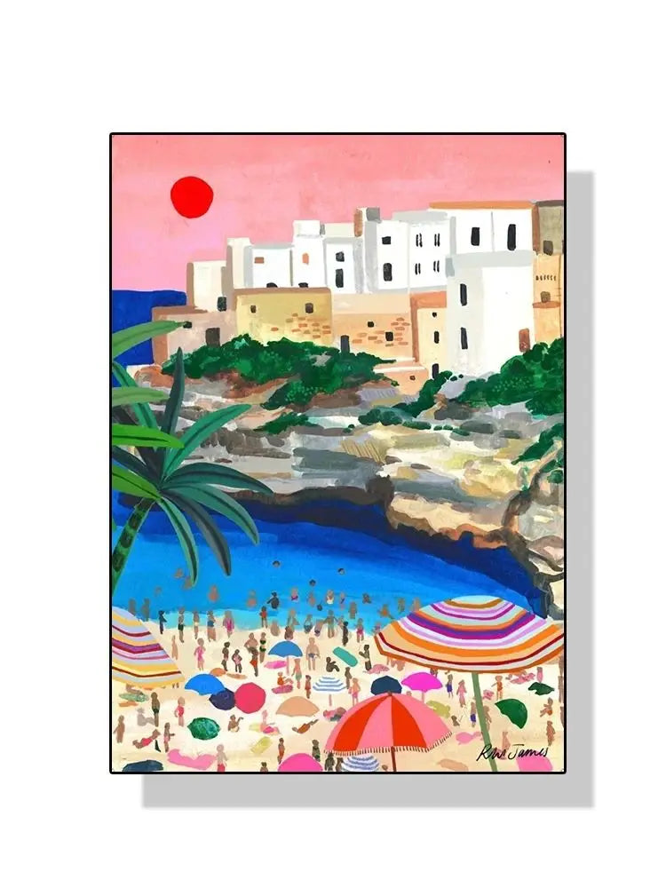 Nordic Flowers Mountain Lake Colorful Nature Landscape Travel Poster Canvas Print - Abstract Wall Art for Room Home Decor Peaceful Pleasures Health and Wellness 5 20x30cm Unframed