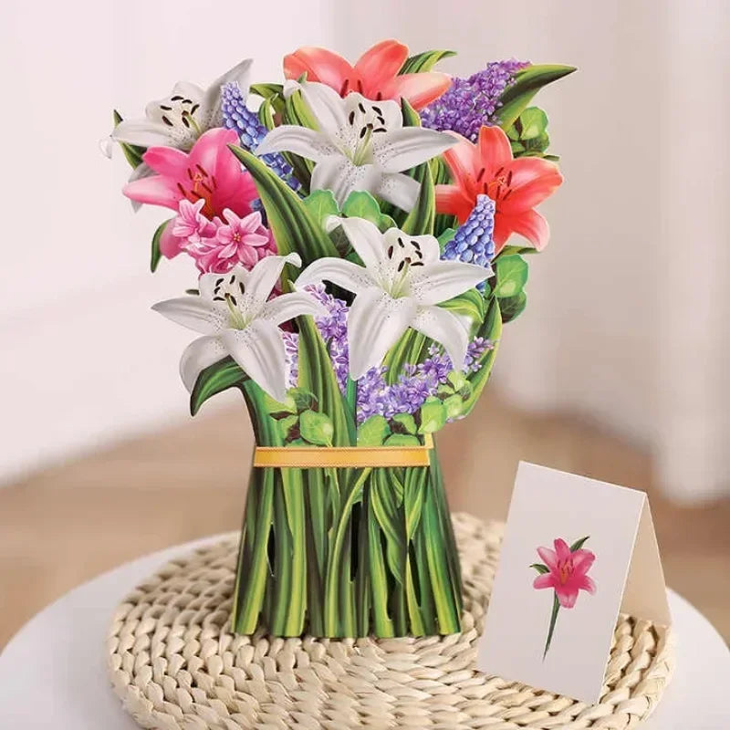 3D Pop-Up Paper Flower Bouquet Card | Valentine's Mother's Day