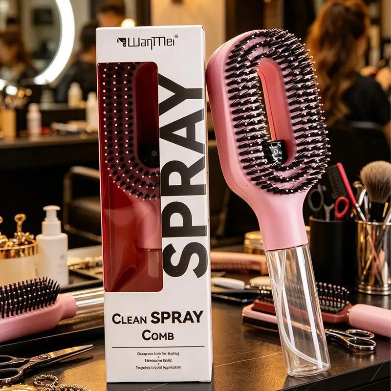 2-in-1 Spray Hair Brush – Detangling Mist Comb Styling Tool