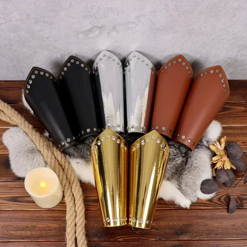 Viking Cosplay Medieval Steampunk Rock Wristband Pair Gloves Retro