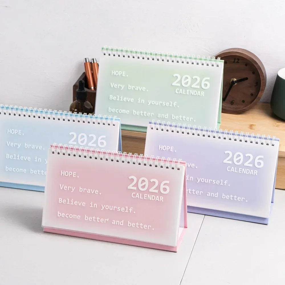 2026 Korean Calendar Simple, Fresh and Creative Desktop Decoration Plan Check in Notebook Peaceful Pleasures Health and Wellness