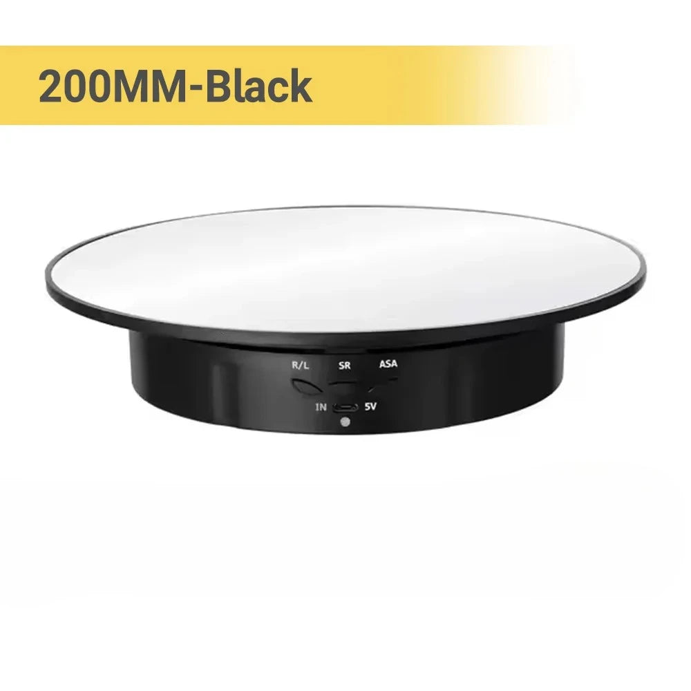 USB-Powered Rotating Turntable with 3 Speed Modes 360° Motorized Display Stand for Product Photography Jewelry&Video Shooting Peaceful Pleasures Health and Wellness 200MM Black
