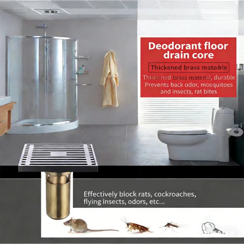Brass Floor Drain Deodorant Valve – Odor-Block Drain Core