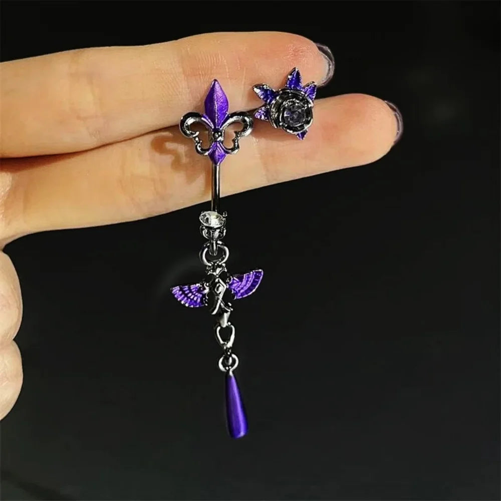 Purple Iris Pendant Earrings High End Niche Design Minimalist Temperament Fairy Style Ear Studs for Women's Exquisite Versatile Peaceful Pleasures Health and Wellness