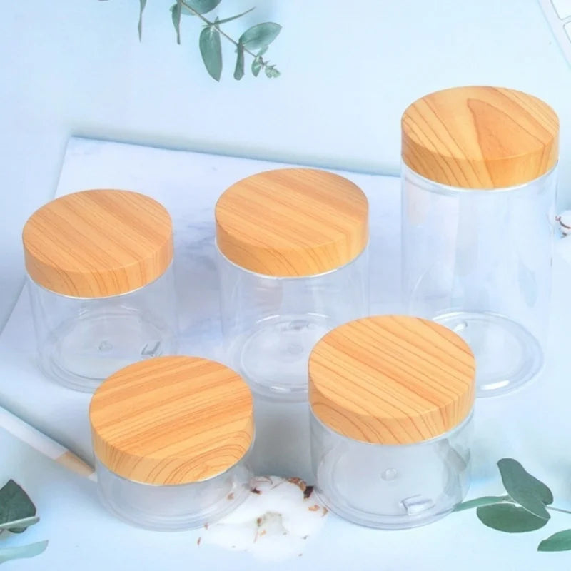 Clear Plastic Cosmetic Jars with Lids | Travel Storage Containers