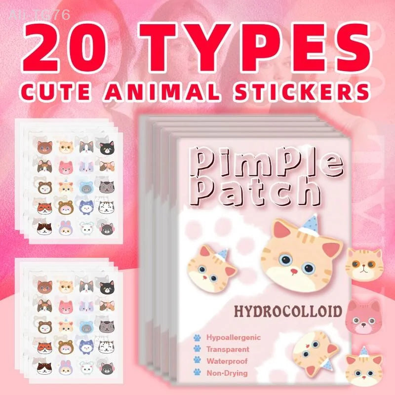 600 Cat-Shaped Hydrocolloid Acne Patches | Colorful Pimple Stickers