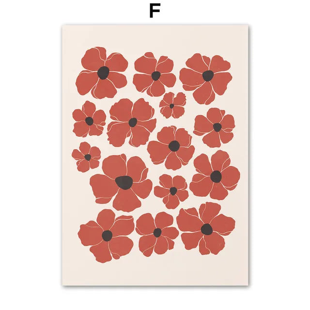 Abstract Floral Canvas Wall Art | Nordic Flower Poster Print Canvas Wall Art Peaceful Pleasures Health and Wellness F 50x70cm Unframed