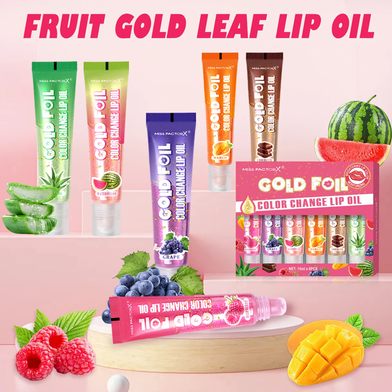 Shiny Lip Oil Gift Set 15ml×24PCS deep moisturizing non-decolorizing foil brightening and embellishing lip color gift Peaceful Pleasures Health and Wellness