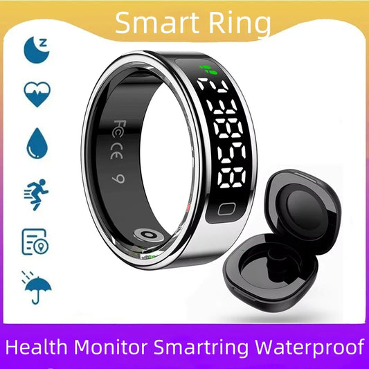 R11C Smart Ring Men Women Display Screen Gesture Swipe Video Smartring Waterproof Heart Rate Sleep Monitor Qring for Android IOS Peaceful Pleasures Health and Wellness