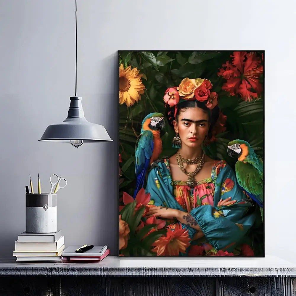 Frida Kahlo Anime Wall Poster – Self-Adhesive Waterproof PVC Art Wall Art Poster Peaceful Pleasures Health and Wellness z11 30X40cmNoframe