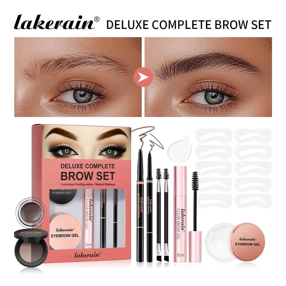 Double Ended Eyebrow Set With Brow Pencil,Brow Powder,Gel,Pomade Natural Color Shape Long Lasting Precise Outline Eye Brow Makeu Peaceful Pleasures Health and Wellness