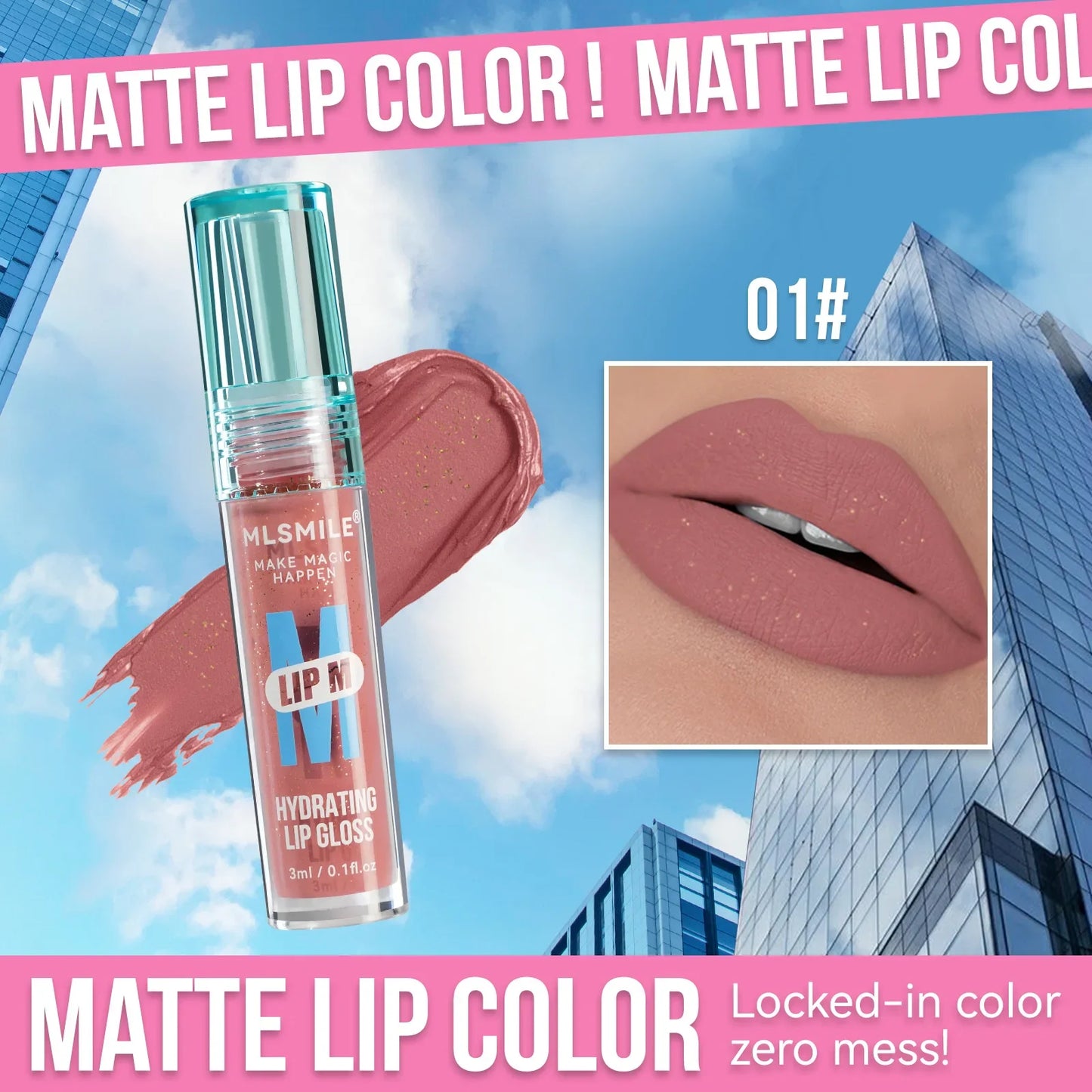 MLSMILE Pearl Nude Lip Gloss – Waterproof & Long-Lasting