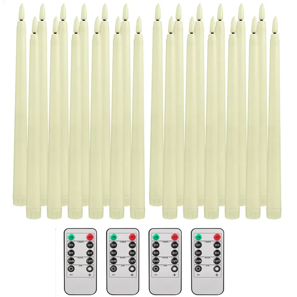LED Flameless Taper Candles 12/24pcs Flickering with Remote 11" Battery Operated Ivory Candlesticks Christmas Home Wedding Decor Peaceful Pleasures Health and Wellness 24Pc Ivory 1