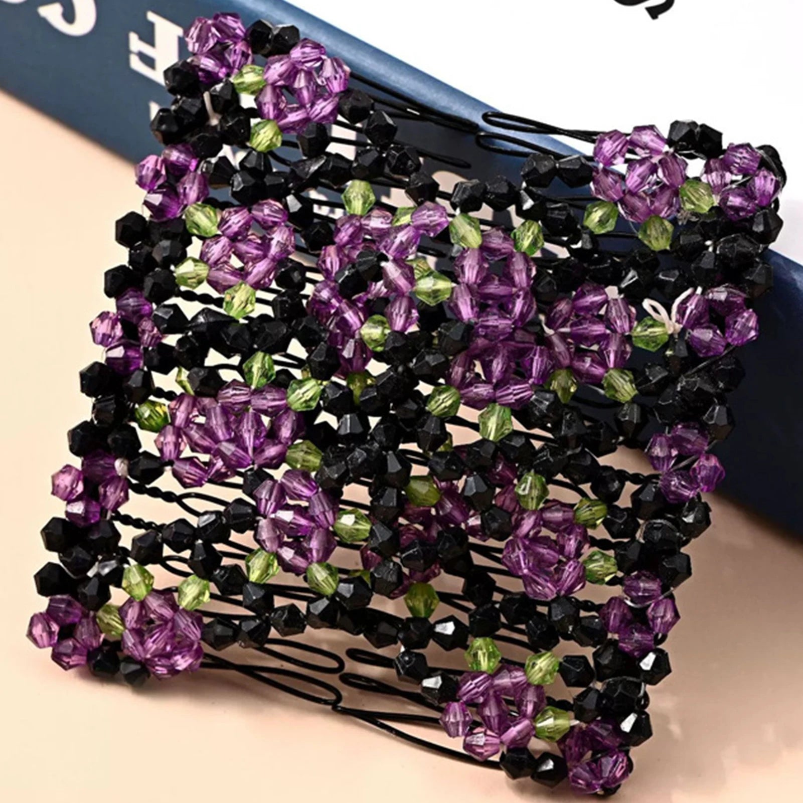 Women Magic Elastic Hair Comb 2 Row Magic Easy Stretching Hair Comb for Birthday Stage Party Hairstyle Peaceful Pleasures Health and Wellness