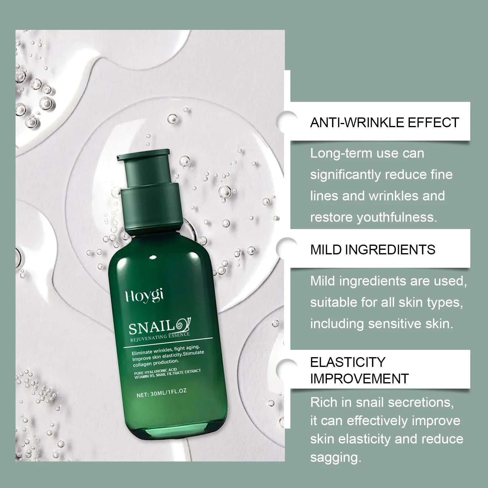 Snail Collagen Serum Moisturizing Shrink Pores Fade Fine Line Repairing Anti-Wrinkle Whitening Vitamin B5 Face Firming Essence Peaceful Pleasures Health and Wellness