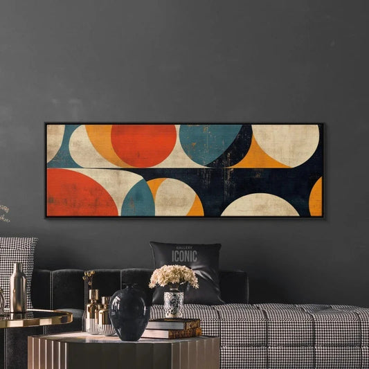 Mid Century Modern Wall Art Canvas | Unframed Bauhaus Print | Wide Panoramic Wall Art for Living Room Canvas | Abstract Wall Art Peaceful Pleasures Health and Wellness ZLH4179 40x120cm No Frame