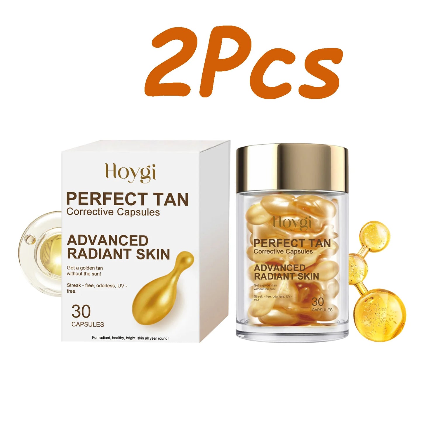 Sunless Self-Tanning Capsules – Natural Bronze Glow Serum 30pc