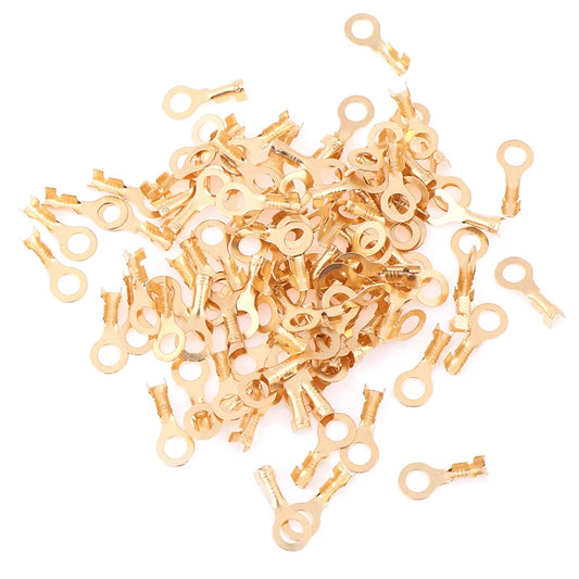100Pcs 4.2mm Gold Brass Round Terminal Power Supply Wire Contor Peaceful Pleasures Health and Wellness