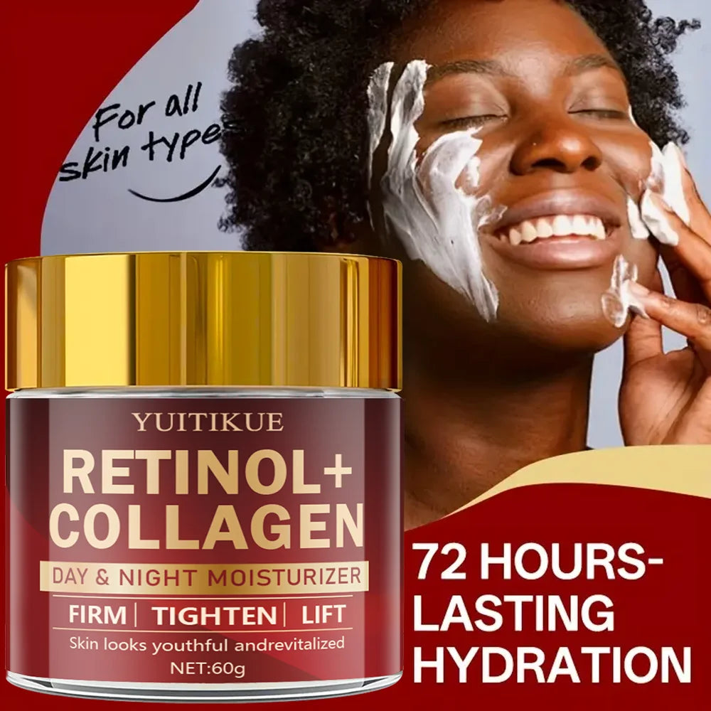 YUITIKUE Retinol Collagen Cream 60g - Day & Night Moisturizer, Firms & Lifts Skin, Reduces Wrinkles, Youthful Look, Fast Results Peaceful Pleasures Health and Wellness