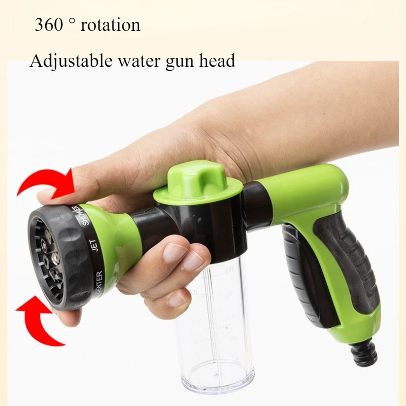 Multifunctional Adjustable Mode Water Guns Nozzle Hose Washer Garten Watering Jet Sprayer with Foam Container Fertilizer Tools Peaceful Pleasures Health and Wellness