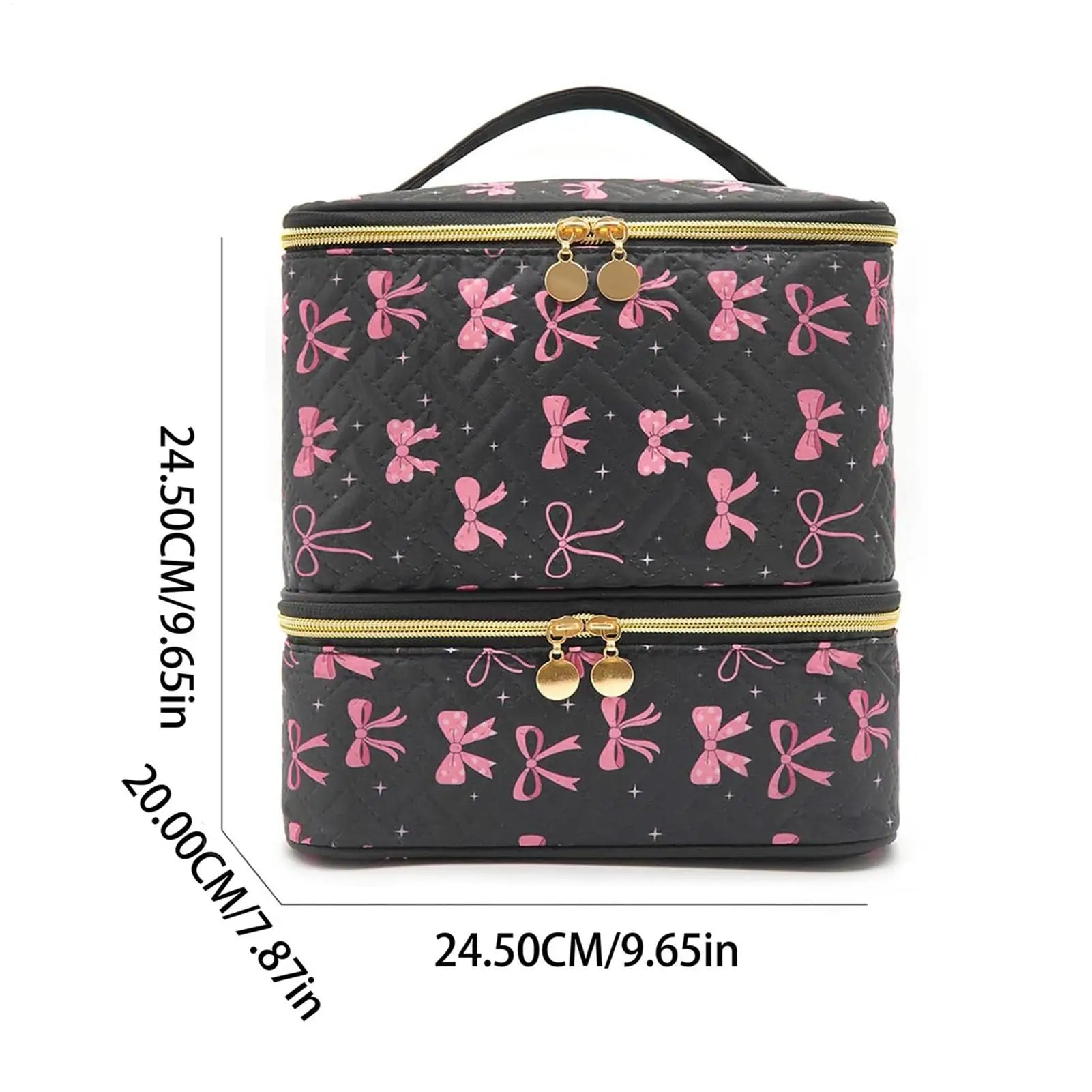 Nail Manicure Organizer Case with Black Bow | Travel Storage Nail Tool Organizer Peaceful Pleasures Health and Wellness
