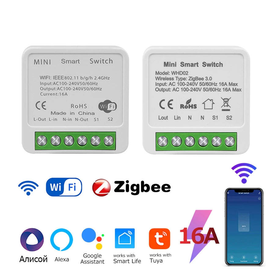 Tuya ZigBee WiFi Smart Switch Automation Module Relay Supports 2 Way Control Breaker Voice Control with Alexa Alice Google Home Peaceful Pleasures Health and Wellness
